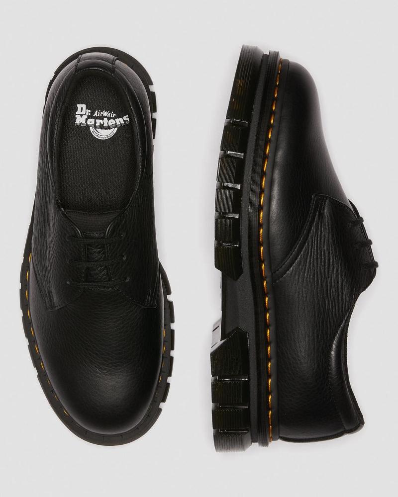 Men's Dr Martens Rikard Lunar Leather Platform Shoes Black | AU 627PJJ